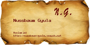 Nussbaum Gyula névjegykártya